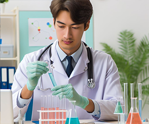 Lab technician performing tests