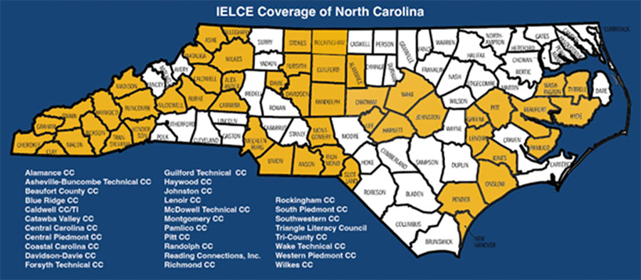 General Map of North Carolina demonstrating IELCE coverage